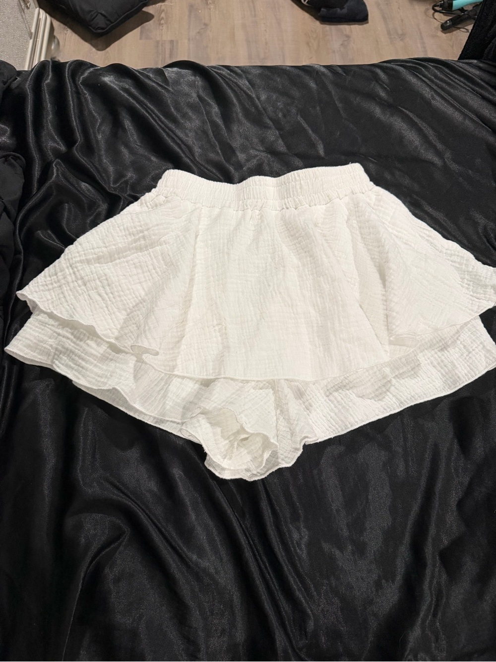 White Ruffle Layered Women’s Short